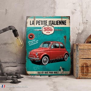 decorative metal plate the 500 italia red &quot;the little Italian&quot;