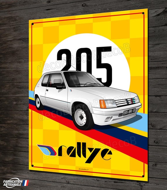 Placa metálica deco Peugeot 205 Rallye México