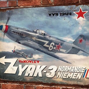Deco metal plate yakovlev yak-3 normandy-niemen warbirds ww2 fighter