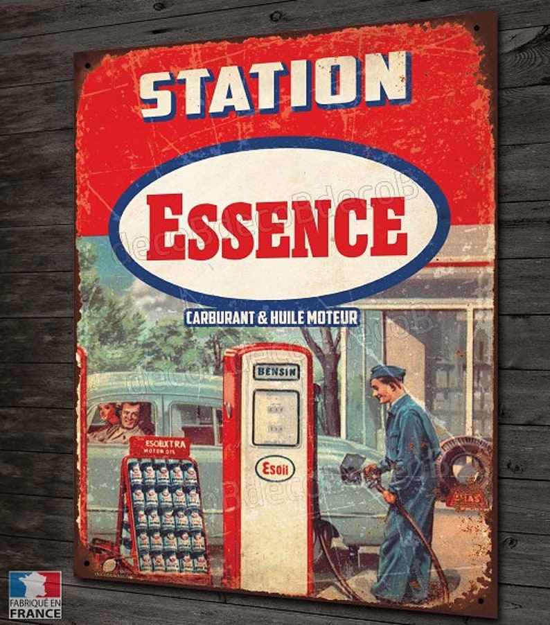 Gas station metal plate, old Shell gas pump, BP, Esso, Antar, Texaco... image 2