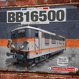 Deco metal plate Electric locomotive BB 16500 French train SNCF