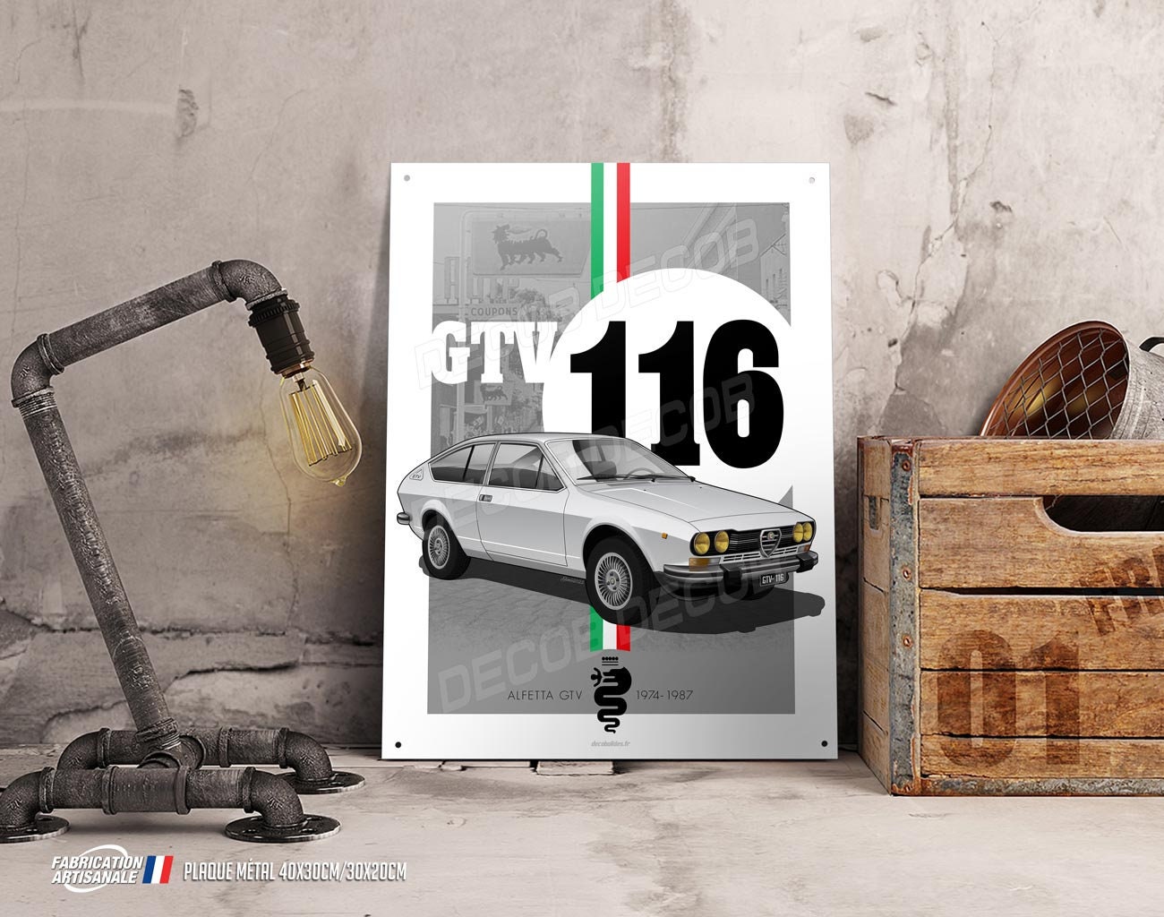 Alfa Romeo gray Alfetta GTV series 1 "stainless steel" decorative metal plate 116