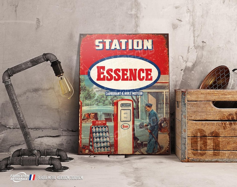 Gas station metal plate, old Shell gas pump, BP, Esso, Antar, Texaco... image 1