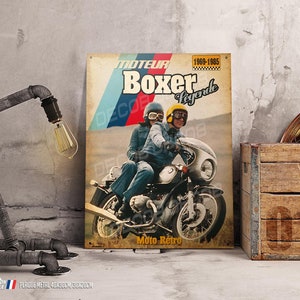 Decorative metal plate 30x20 cm, Vintage motorcycle boxer engine