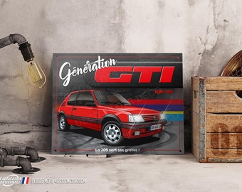 Plaque métal déco Peugeot 205 GTI " Génération GTI "