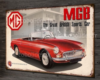 Metal plate deco vintage garage MGB