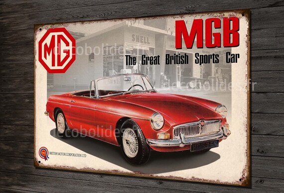 Plaque métal déco garage vintage MGB -  France