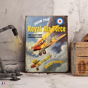 Metal plate deco aviation Biplane bristol F2 royal air force 14-18