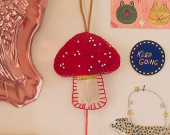 DIY Mushroom Wall Hanging Craft Kit, Sewing Kit, Make Your Own Mushroom Kit