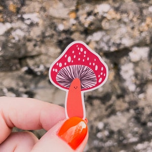 Happy Mushroom Sticker, Nature Stickers, Botanical Stickers, Fungi Stickers, Cute Planner Stickers, Fall Stickers, Hygge Gift