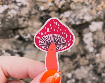 Happy Mushroom Sticker, Nature Stickers, Botanical Stickers, Fungi Stickers, Cute Planner Stickers, Fall Stickers, Hygge Gift