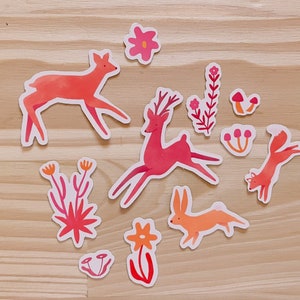 Magic Woodland Sticker Pack, Matte Vinyl Sticker Pack, Hydroflask Stickers, Botanical Stickers