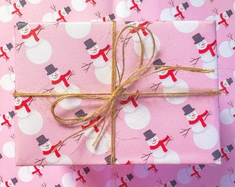 Cute Snowman Print Wrapping Paper, Christmas Gift Wrap, Fun Wrapping Paper