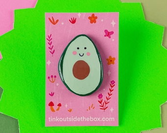 Cute Avocado 1 - Handmade Clay Pin