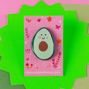 Cute Avocado 1 - Handmade Clay Pin