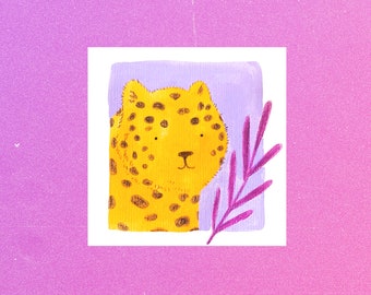 Cute Cheetah Sticker, Animal Sticker, Botanical Stickers, Illustrated Sticker, Stocking Filler