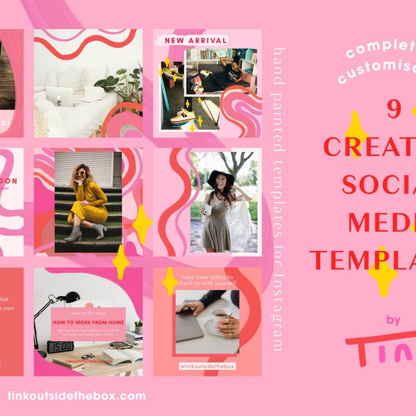 Creative Social Media Post Templates | Completely customisable template for Instagram, Facebook, Twitter and Pinterest | Hand Drawn