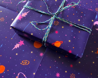 Cosmic Space Print Gift Wrap, Stars and Planets