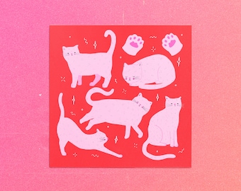 Cat Art Print, Cat Illustration, Cat Lover Gift, Poster Print