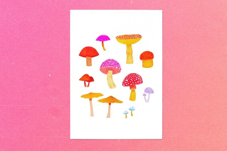 Group of Mushrooms Print, Fall Decor, Cottagecore, Farmhouse Decor, Toadstool, Halloween Decor, Woodland Nursery, Rustic Decor, Cabin Decor image 2