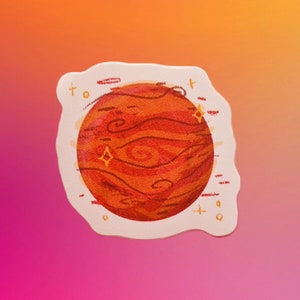The Red Planet Sticker, Mars Planet Sticker, Laptop Sticker, Vinyl Sticker, Cute Stickers, Cute Planner Stickers, Stocking Filler