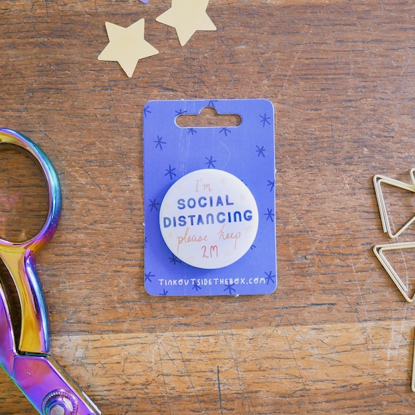 Social Distancing Badges, Lockdown Gift, Covid, Quarantine, Social Distance button badges