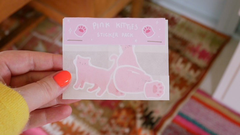 Pink Cat Sticker Pack, Cat Lover Gift, Cute Planner Stickers, Cat Mom, Cute Stickers, Sticker Set image 8
