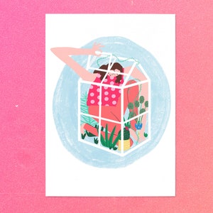 Glass Ceiling Art Print, Feminist Art Print, Feminist Wall Art, Empowering Art, Greenhouse Illustration, Floral Illustration, Gift For Her