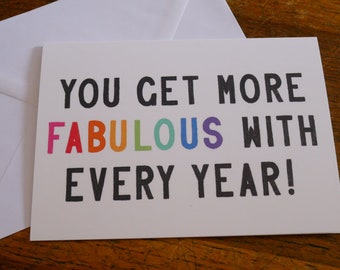 Fabulous Rainbow Card, Best Friend Birthday Card, Congratulations Card, Happy Birthday Card