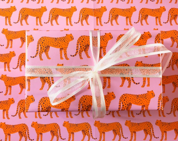 Leopard Print Wrapping Paper Cheetah Gift Wrap Birthday Gift Etsy