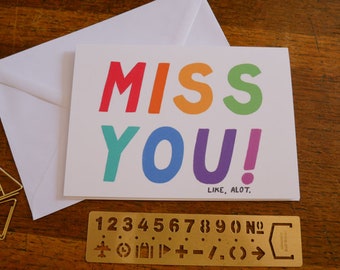 Miss You Card, Rainbow Card, Greeting Card, Sending Hugs, Quarantine Card, Social Distancing