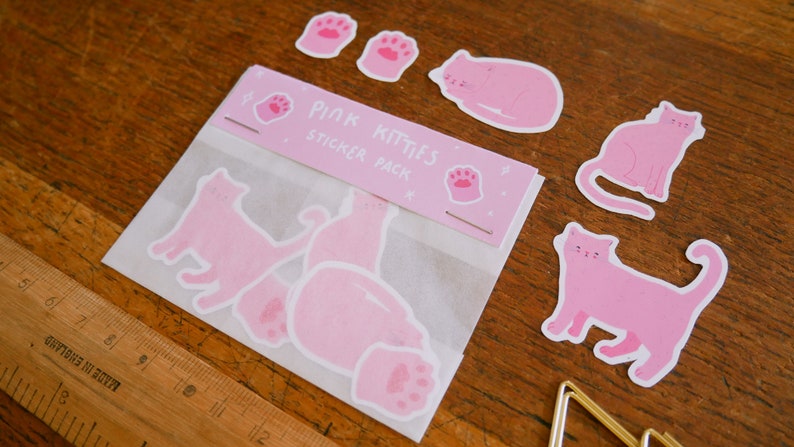 Pink Cat Sticker Pack, Cat Lover Gift, Cute Planner Stickers, Cat Mom, Cute Stickers, Sticker Set image 6