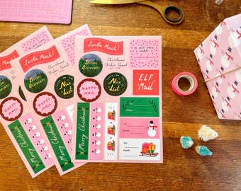 Christmas Sticker Sheet! Washi Tape, Happy Mail and Cute Gift Wrap Stickers