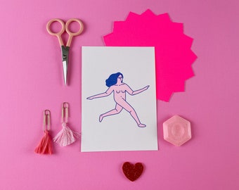 Naked Lady Leaping Riso Print *LIMITED EDITION*