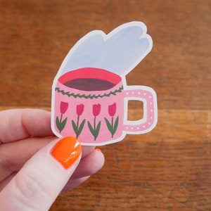 Gezellige mok sticker, herfst sticker, koffie sticker, hygge cadeau, herfst sticker, kous vuller, vinyl stickers, leuke stickers