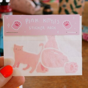 Pink Cat Sticker Pack, Cat Lover Gift, Cute Planner Stickers, Cat Mom, Cute Stickers, Sticker Set image 9