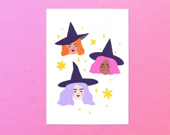 Moody Witch Print, Resting Witch Face, Halloween Decor, Pastel Goth, Witch Decor, Spooky Aesthetic