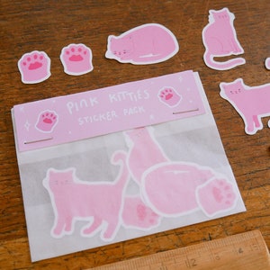 Pink Cat Sticker Pack, Cat Lover Gift, Cute Planner Stickers, Cat Mom, Cute Stickers, Sticker Set image 5