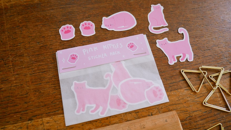 Pink Cat Sticker Pack, Cat Lover Gift, Cute Planner Stickers, Cat Mom, Cute Stickers, Sticker Set image 5