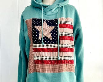 Patriotyczny blok kołdry Stars & Stripes - bluza z kapturem CHAMPION z recyklingu