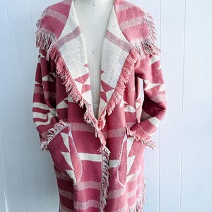 Vintage Gobelängfiltkappa - Rosa västerländskt bohomönster