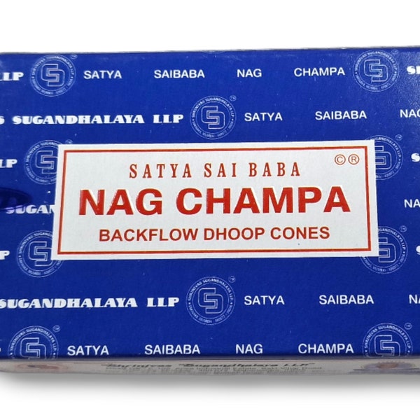 Nag Champa Incense - Backflow Cones Satya Dhoop Cones (10 pack)