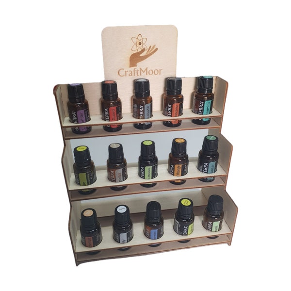 Incense Oil 15ml Display Stand - 3 tier Plywood Display Holds 15 bottles UK