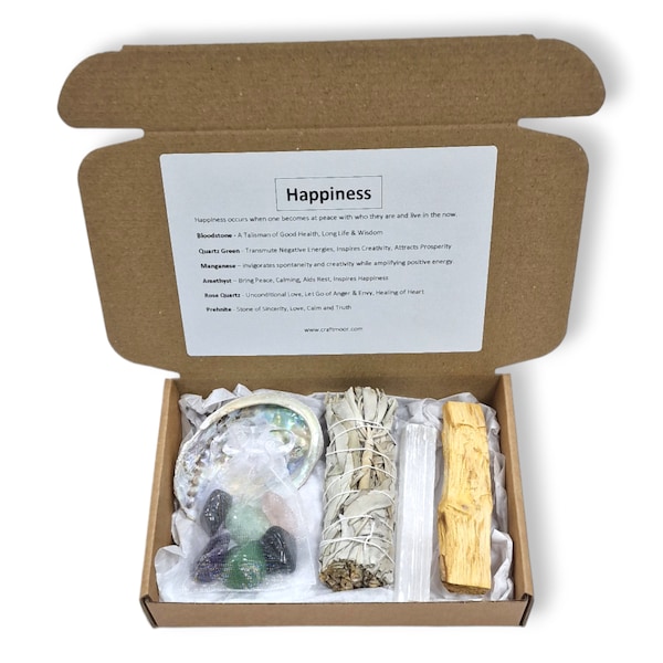 Crystals for Happiness - Crystal and Smudge Kit, Crystal Gift Set