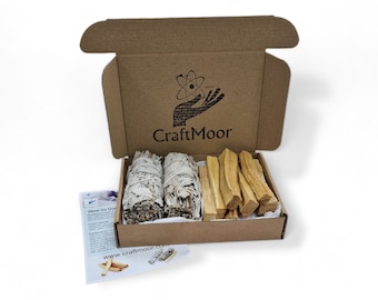 White Sage & Palo Santo Smudging Box - Premium Hand-Gathered Purification Ritual Set