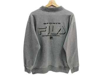 Fila Big Logo Spellout Embroidery Pullover Jumper Sweatshirt Vintage 90s Size M