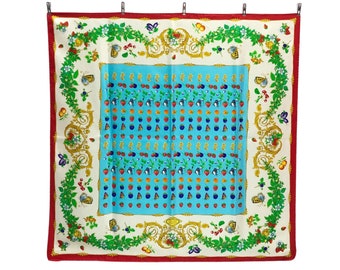 Versace “Fruit Flower Butterfly” Silk Scarf Vintage (34.5”x”34.5) Versace Medusa