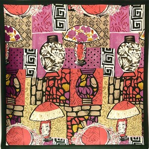 Graphic Silk Scarf Vintage (34”x”35)