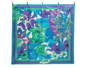 Jim Thompson Flower Thai Silk Scarf Vintage (34”x”33)