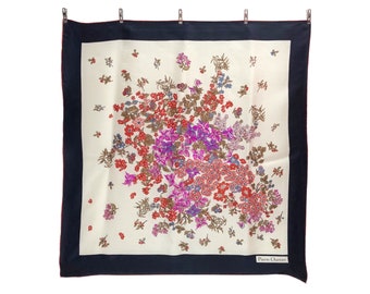 Pañuelo de seda floral Pierre Charrier Vintage (29,5 x 30,5)